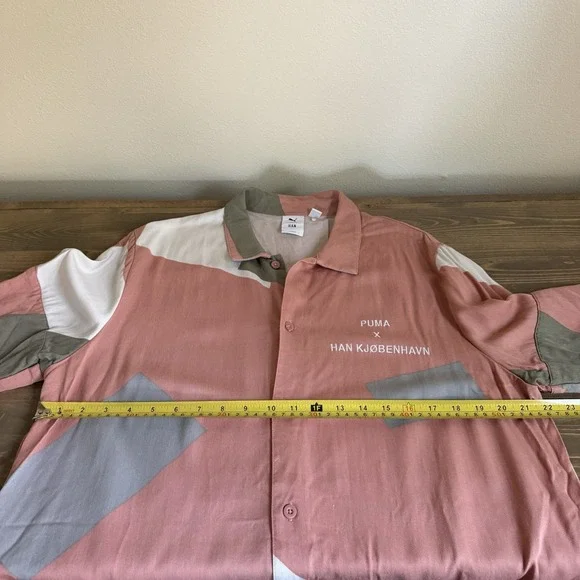 Puma x Han Kjobenhavn Men's Large Multicolor Short Sleeve‎ Button Up Shirt Top - Picture 6 of 7